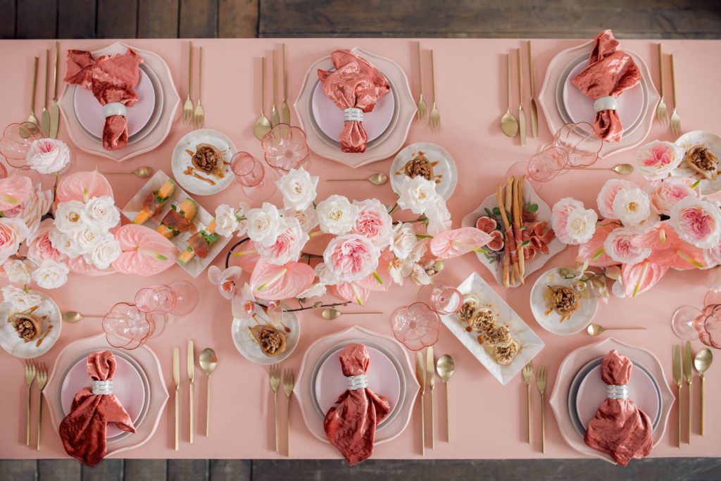 table setting pale pink